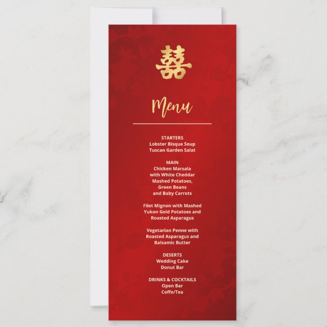 Invitación Boda chino rojo moderno (Anverso)