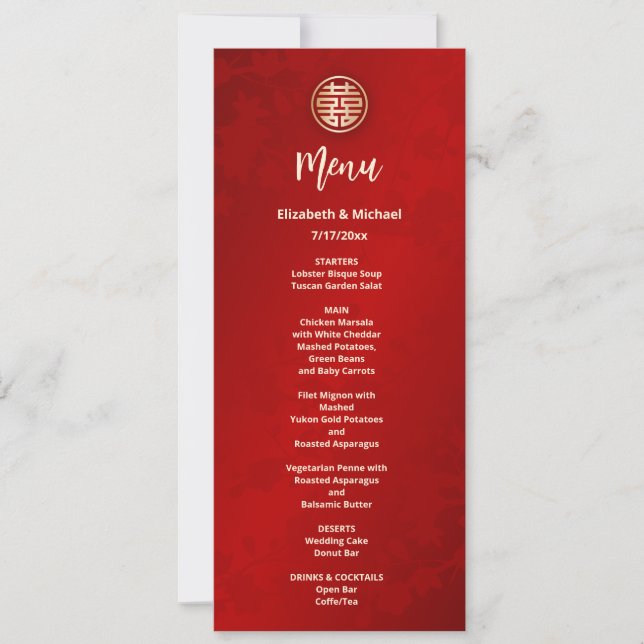 Invitación Boda chino rojo moderno (Anverso)