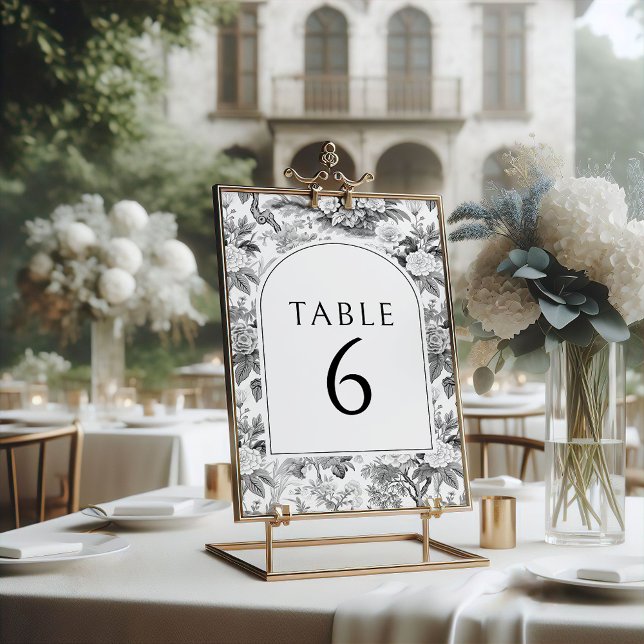 Invitación Boda Chinoiserie floral negro número de tabla (Subido por el creador)