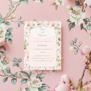 Invitación Boda Chinoiserie floral rosa