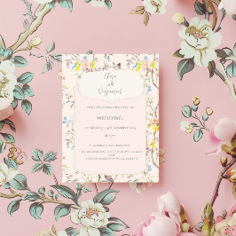 Invitación Boda Chinoiserie floral rosa