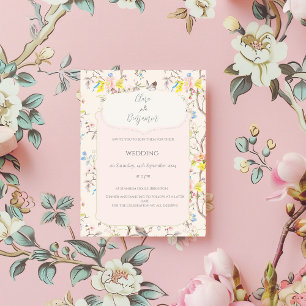 Invitación Boda Chinoiserie floral rosa