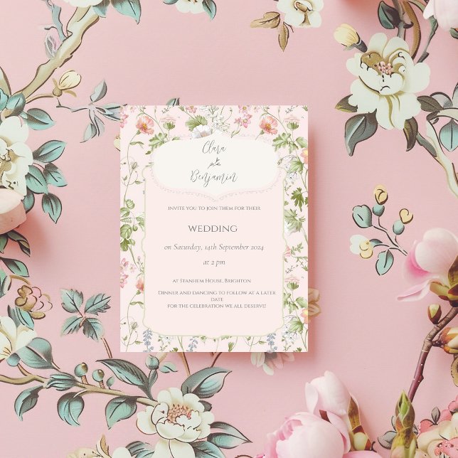 Invitación Boda Chinoiserie floral rosa (Subido por el creador)