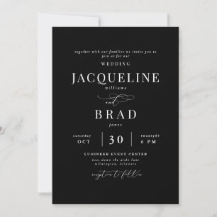 Invitación Boda Chinoiserie Negro Elegante Sin Padres