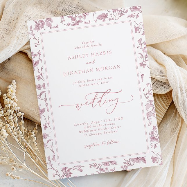 Invitación Boda Chinoiserie Rosa Polvorienta (Subido por el creador)