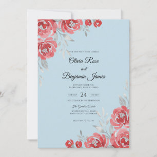 Invitación Boda Cielo de Peonía Carmesí