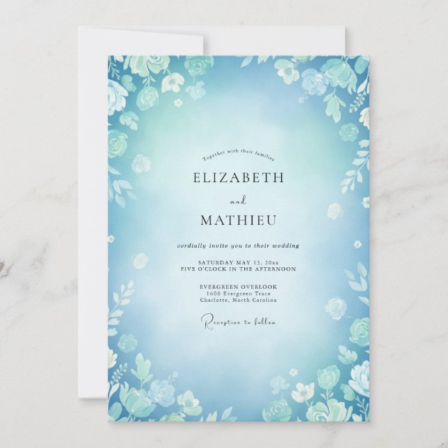 Invitación Boda Cielo Flor de Azure (Anverso)