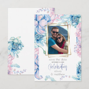 Invitación Boda   Cielos azules y peonetas rosadas de búfalo