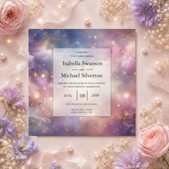 Invitación Boda Cielos de Polvo de Estrellas Celestiales Bril (Subido por el creador)