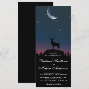 Invitación Boda Ciervo Estrellas Fugaces Cielo Nocturno Luna 