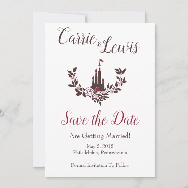 Invitación Boda Cinderella Fairytale Castle Floral Garland (Anverso)