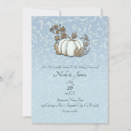 Invitación Boda Cinderella Gris Azul Calabaza Dorada y Blanca