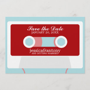 Invitación Boda Cinta Mixta Retro Guárdala la Fecha