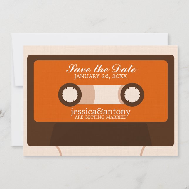 Invitación Boda Cinta Retro Guardar la Fecha (Anverso)
