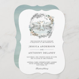 Invitación Boda Cisne Elegante acuarela Floral
