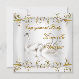 Invitación Boda Cisnes Dorado Sepia Elegante Fiesta