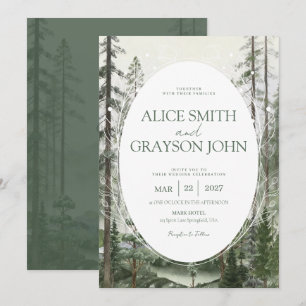 Invitación Boda Clásica Acuarela del Árbol del Bosque Rústico