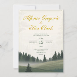 Invitación Boda Clásica Acuarela del Bosque Rústico Verde