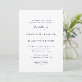 Invitación Boda clásica azul elegante de la Marina