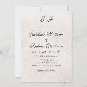 Invitación Boda Clásica con Guión Beige Acuarela