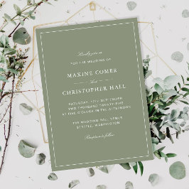 Invitación Boda Clásica con Guión en Verde Polvo