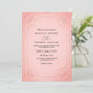 Invitación Boda Clásica con Relieve Ornado Elegante Vintage