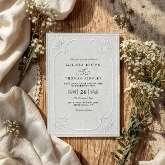 Invitación Boda clásica con relieve ornamentado elegante vint