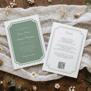 Invitación Boda Clásica Country Club Verde Salvia