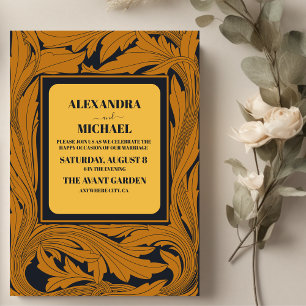 Invitación Boda Clásica de Arte Nouveau en Oro