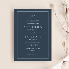 Invitación Boda Clásica de Azul Marino