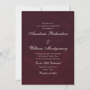 Invitación Boda Clásica de Burgundy Profundo Guión Tradiciona