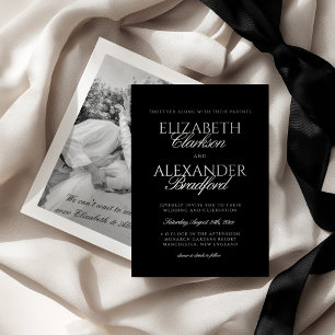 Invitación Boda Clásica de Dinero Antiguo en Blanco y Negro