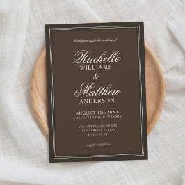 Invitación Boda Clásica de Dinero Antiguo Marrón Oscuro