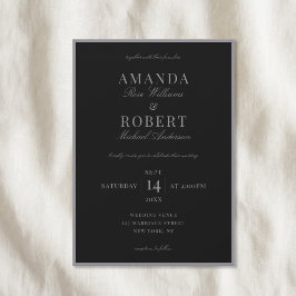 Invitación Boda clásica de dinero antiguo negro mate elegante
