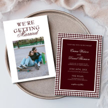 Boda Clásica de Harlequín con Foto en Borde Burgun
