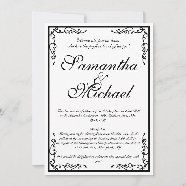 Invitación Boda Clásica de Iglesia (Anverso)