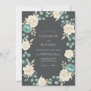 Invitación Boda Clásica de Invierno Gris Pizarra
