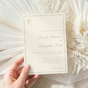 Invitación Boda Clásica de Marfil Elegante