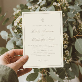 Invitación Boda Clásica de Marfil Elegante