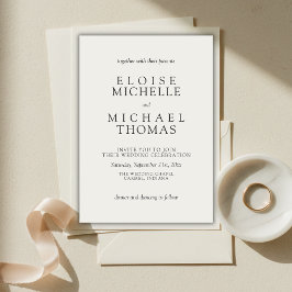 Invitación Boda Clásica de Marfil Simple