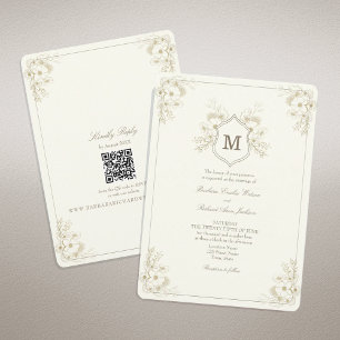 Invitación Boda Clásica de Marfil Vintage