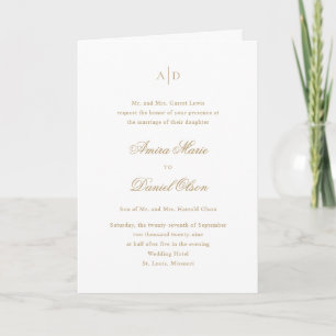 Invitación Boda Clásica de Oro Limpio