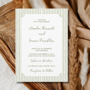 Invitación Boda Clásica de Raya Verde Acuarela