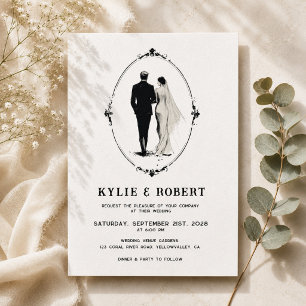 Invitación Boda Clásica de Romance Antiguo Mundo Vintage