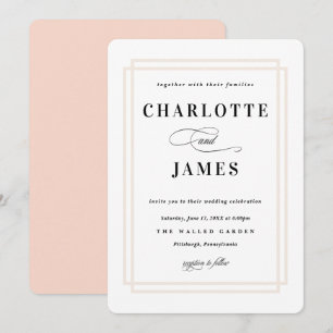 Invitación Boda clásica del melocotón simple del marco
