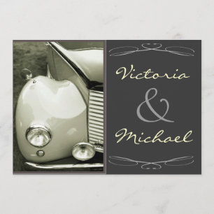 Invitación Boda clásica del motor del vintage