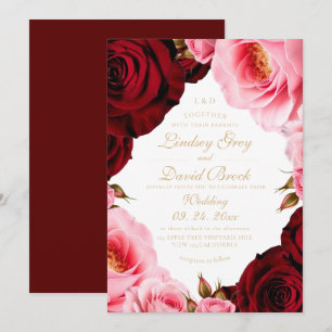 Invitación Boda Clásica Divina Rubor Rosa Burgundy