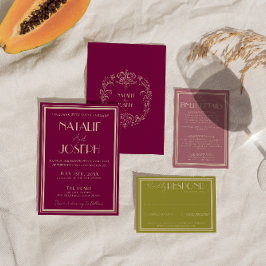 Invitación Boda Clásica Dusty Rose Dinero Antiguo Retro