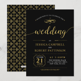 Invitación Boda clásica elegante | Ceremonia de boda negra y