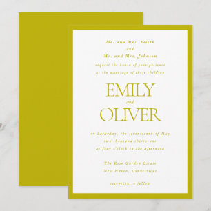 Invitación Boda Clásica Elegante Chartreuse Padres Anfitrione